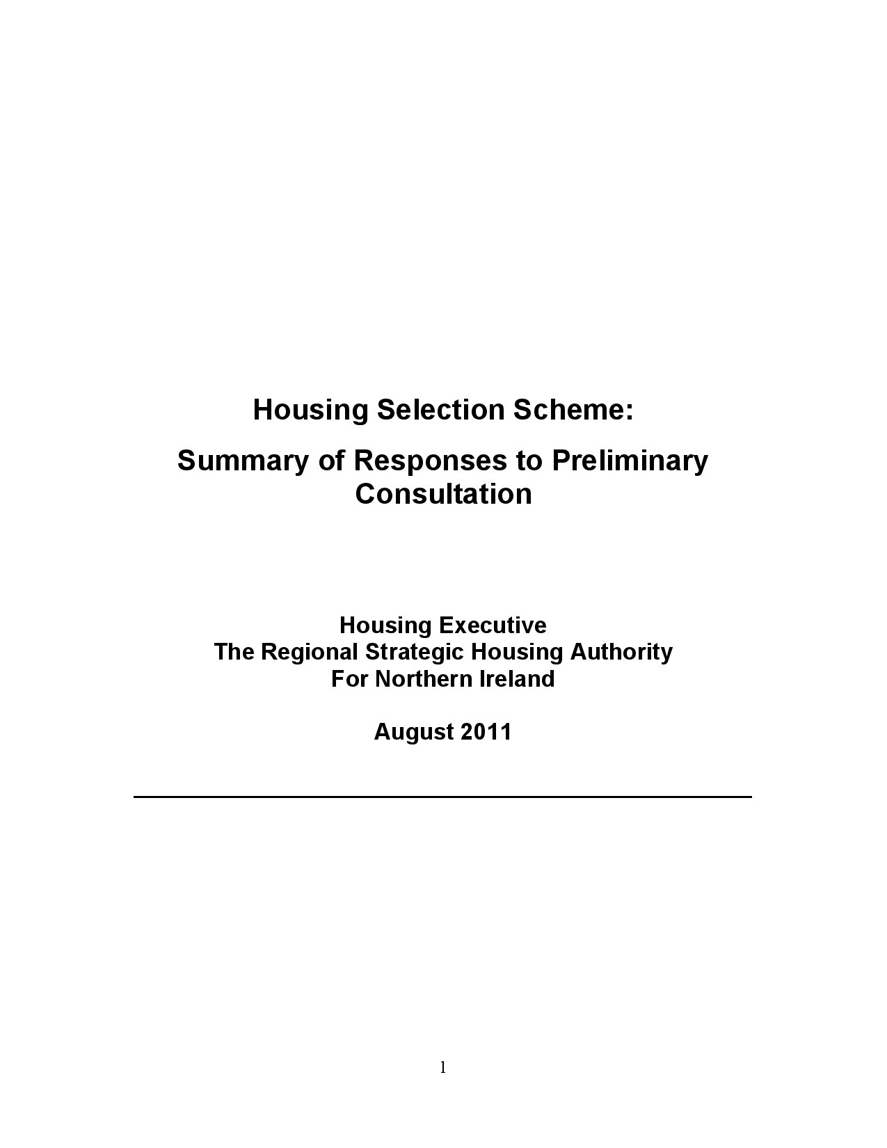 Housing Selection Scheme Preliminary Consultation Paper